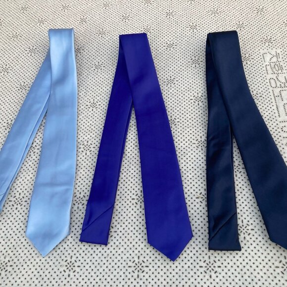 Lot of 3 Skinny Men Ties Neckties Men Fashion Ties Navy, Blue and Sky Blue - Picture 7 of 7